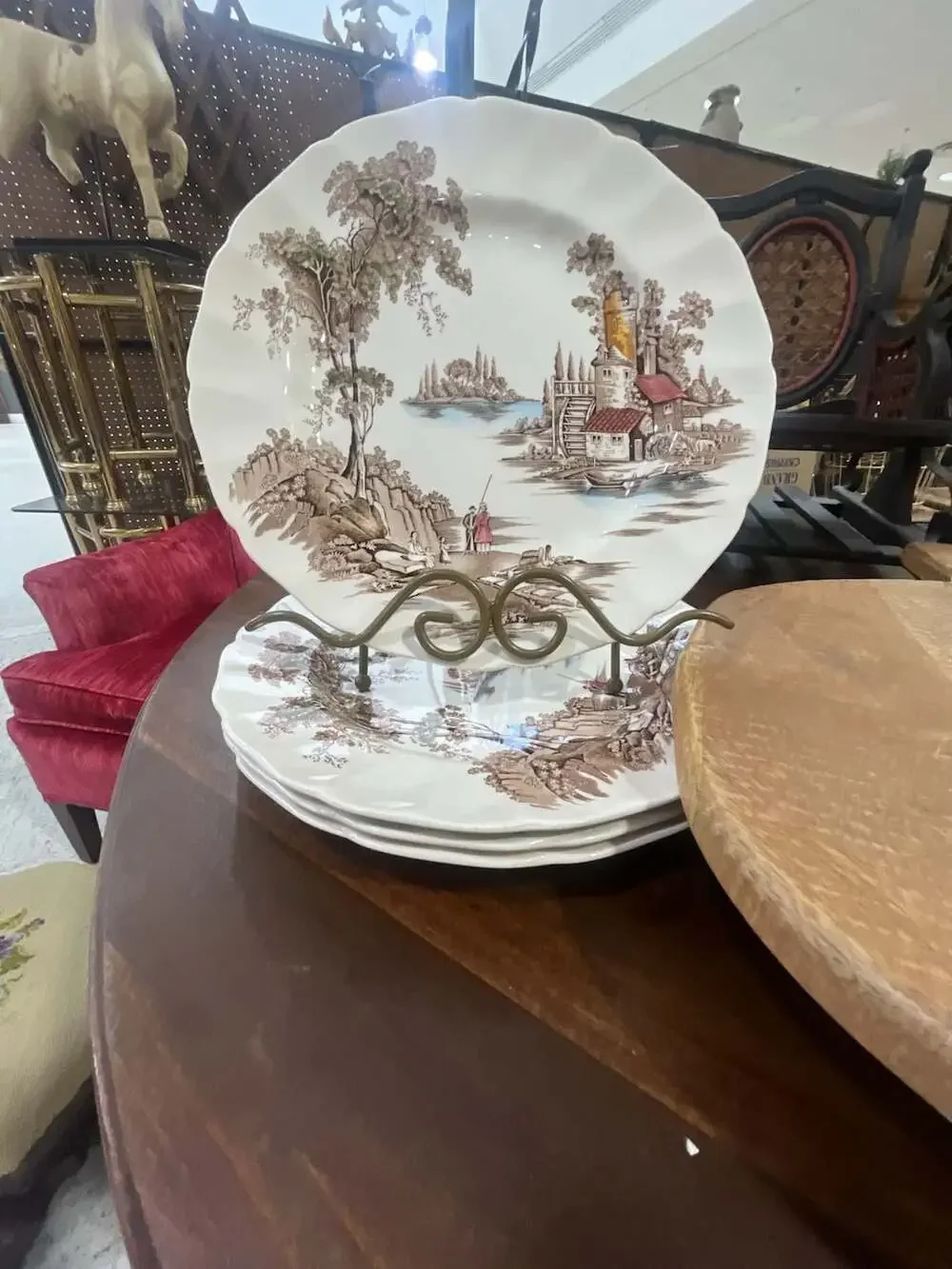 Johnson Brothers The Old Mill Brown Multicolor 4 Dinner Plate